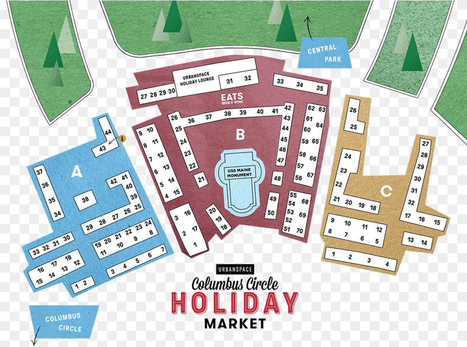 Cchm Directory 2019 Map 01 Columbus Circle Holiday Market, Diagram, Floor Plan Png Image