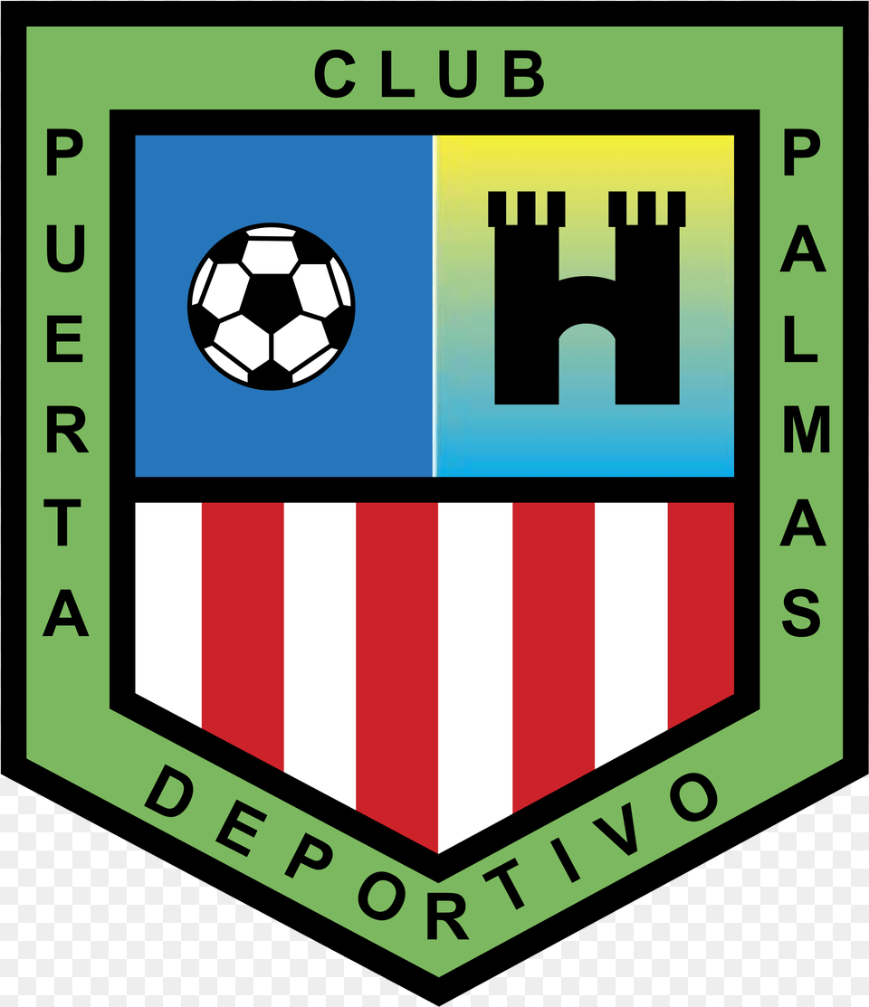 Cd Puerta Palmas Logo Kick American Football, Badge, Symbol, Ball, Soccer Png
