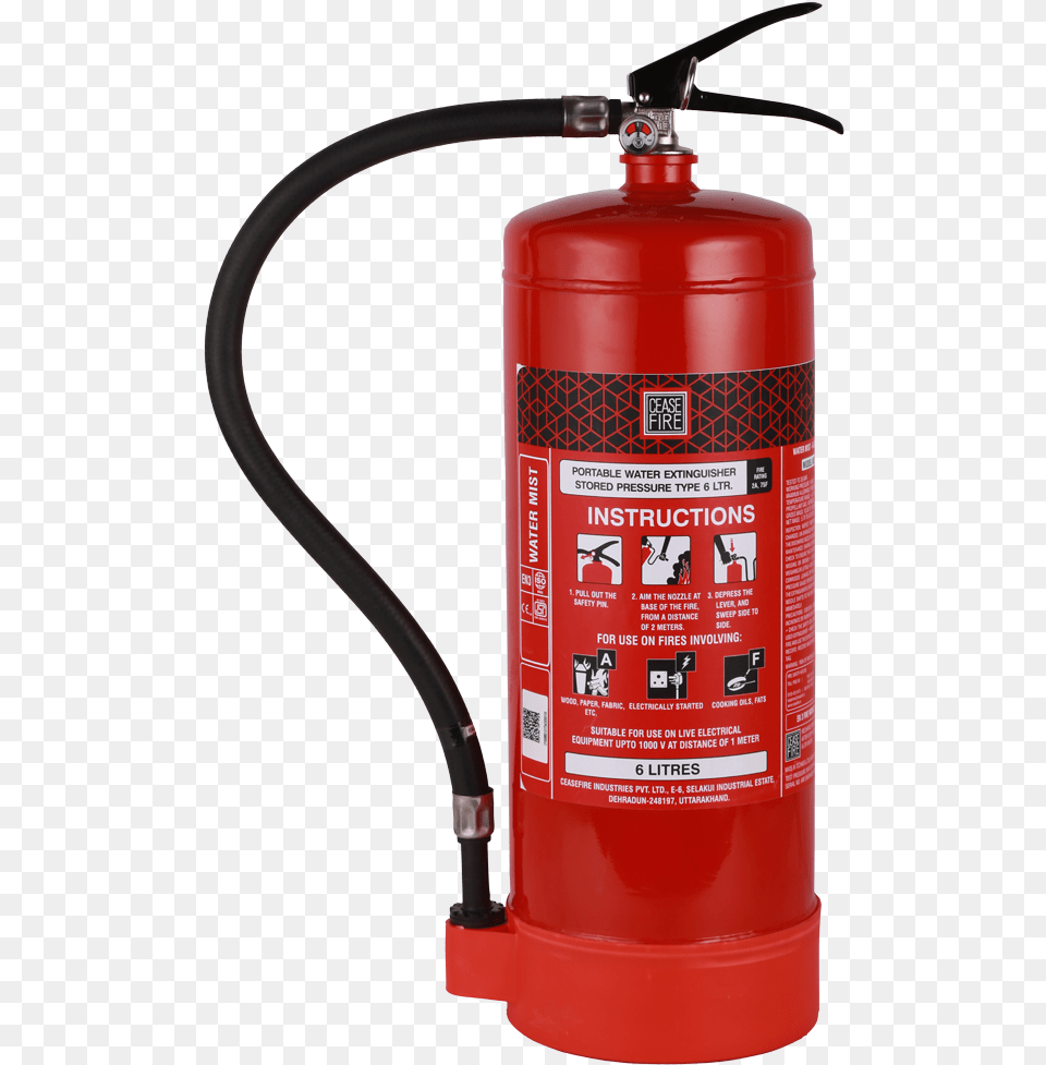 Ceasefire Water Mist Fire Extinguisher, Cylinder, Smoke Pipe, Qr Code Free Transparent Png