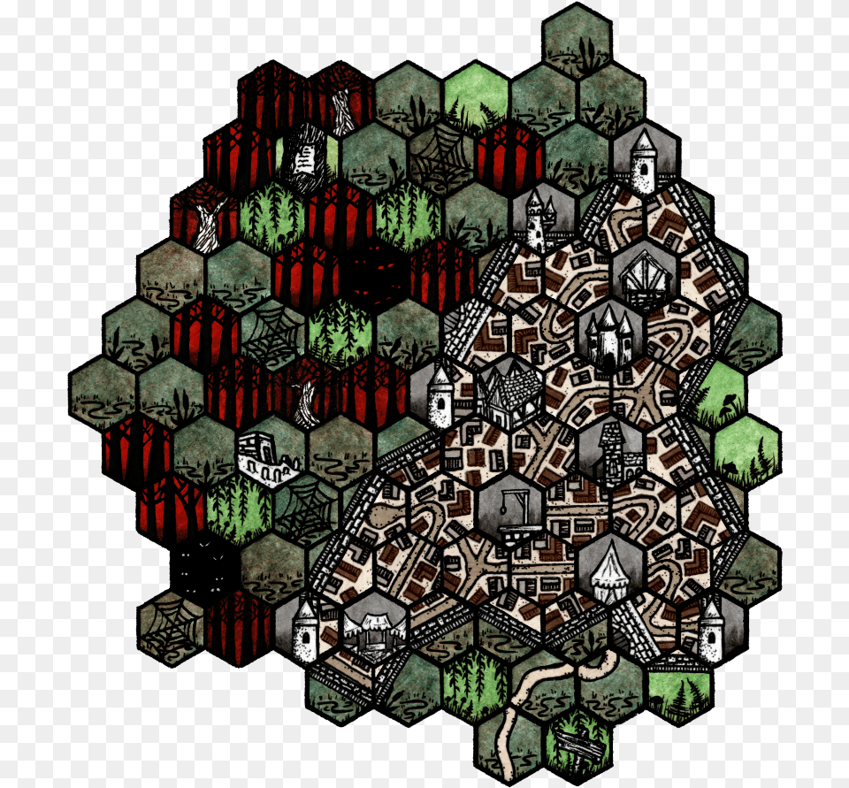 Cecil Shadow Of The Demon Lord Hex Map, Art, Neighborhood, Pattern, Doodle Png Image