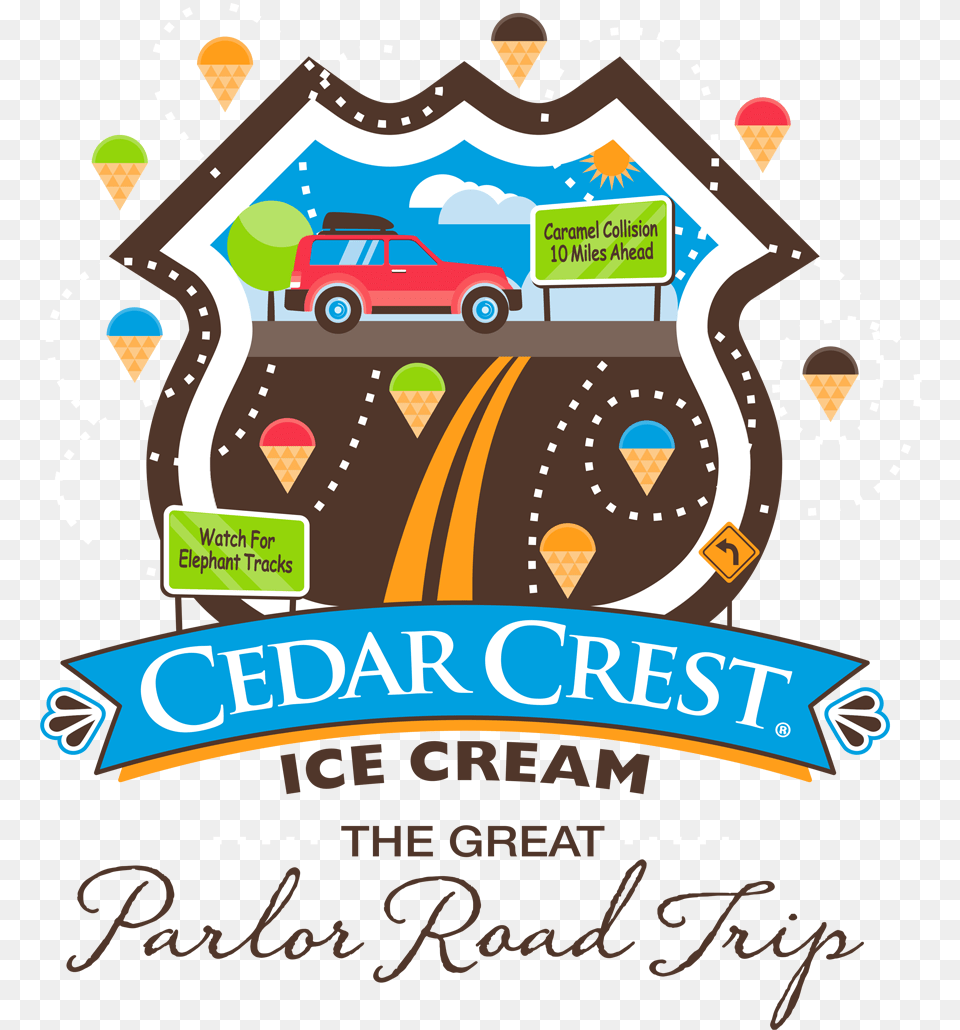 Cedar Crest Ice Cream, Advertisement, Poster, Car, Transportation Free Png Download