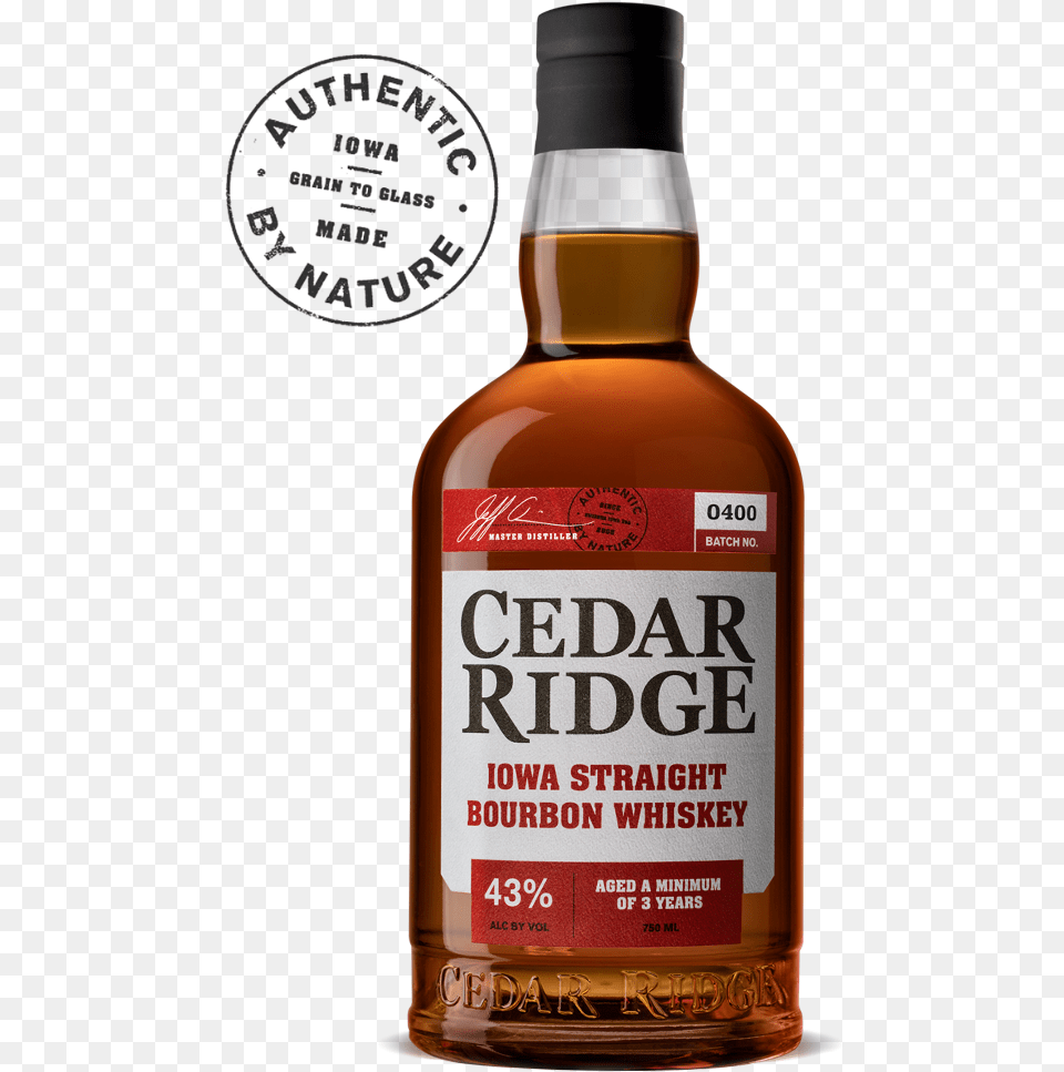 Cedar Ridge Iowa Bourbon Whiskey American Whiskey, Alcohol, Beverage, Liquor, Whisky Free Transparent Png