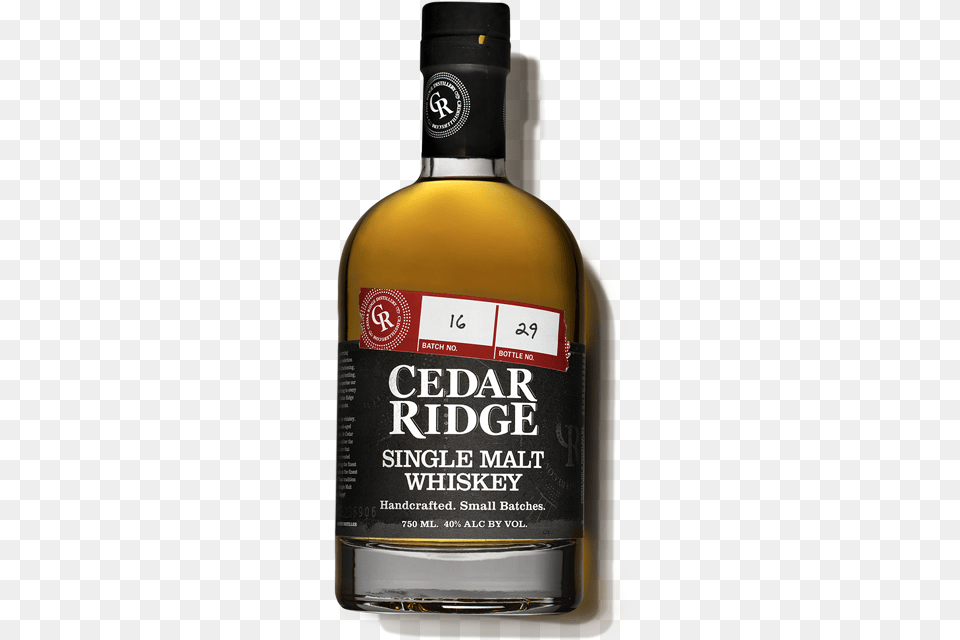 Cedar Ridge Single Malt Glass Bottle, Alcohol, Beverage, Liquor, Whisky Png Image