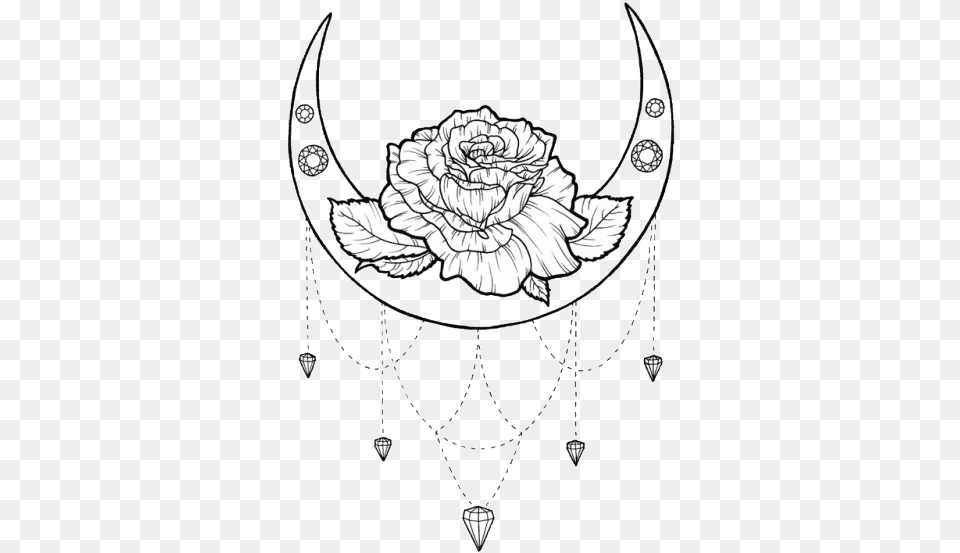 Ceiaxostickers Overlay Sticker Tumblr Aesthetic Moon And Rose Drawing, Accessories, Jewelry, Necklace, Chandelier Free Transparent Png