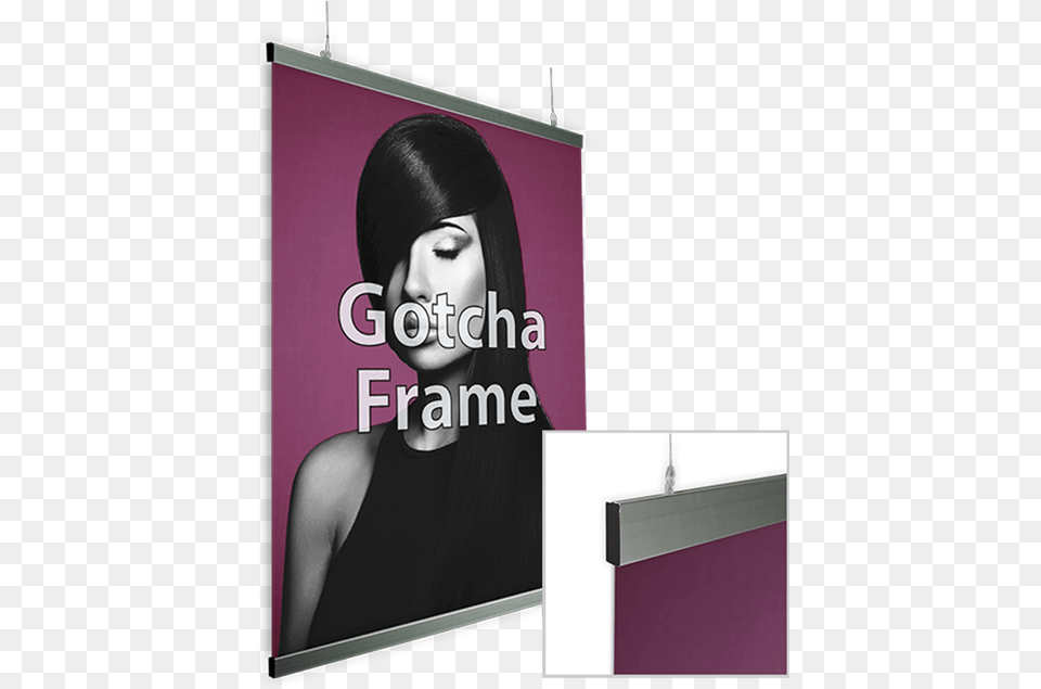 Ceiling Suspended Frame For Printed Signage Billboard, Adult, Person, Woman, Female Free Transparent Png