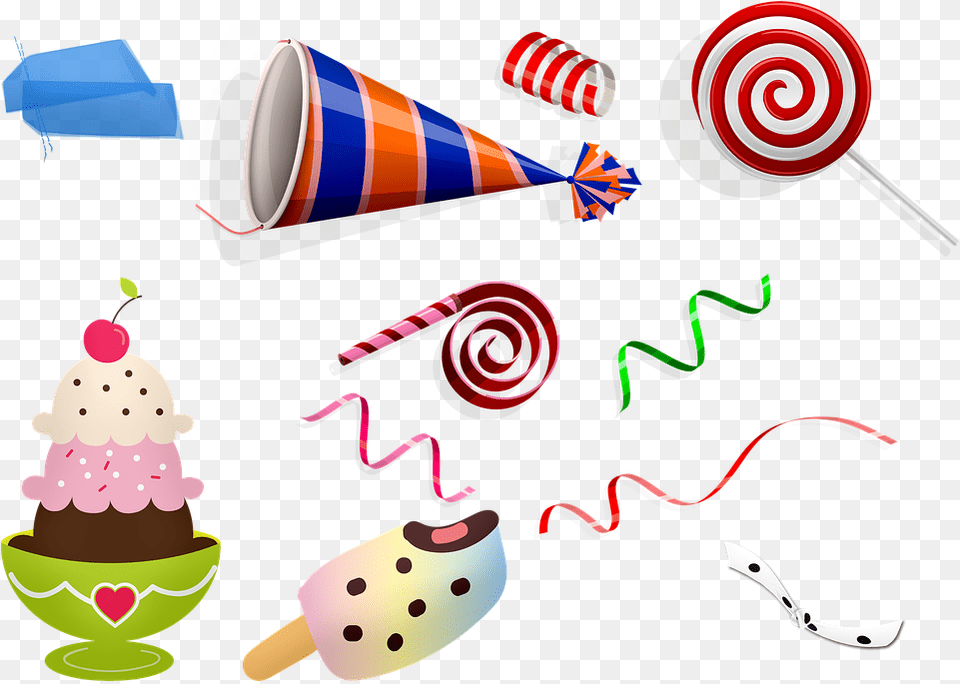 Celebracin De Regalos Pastel Confeti Clipart Ice Cream Party, Food, Sweets, Candy, Dessert Free Png