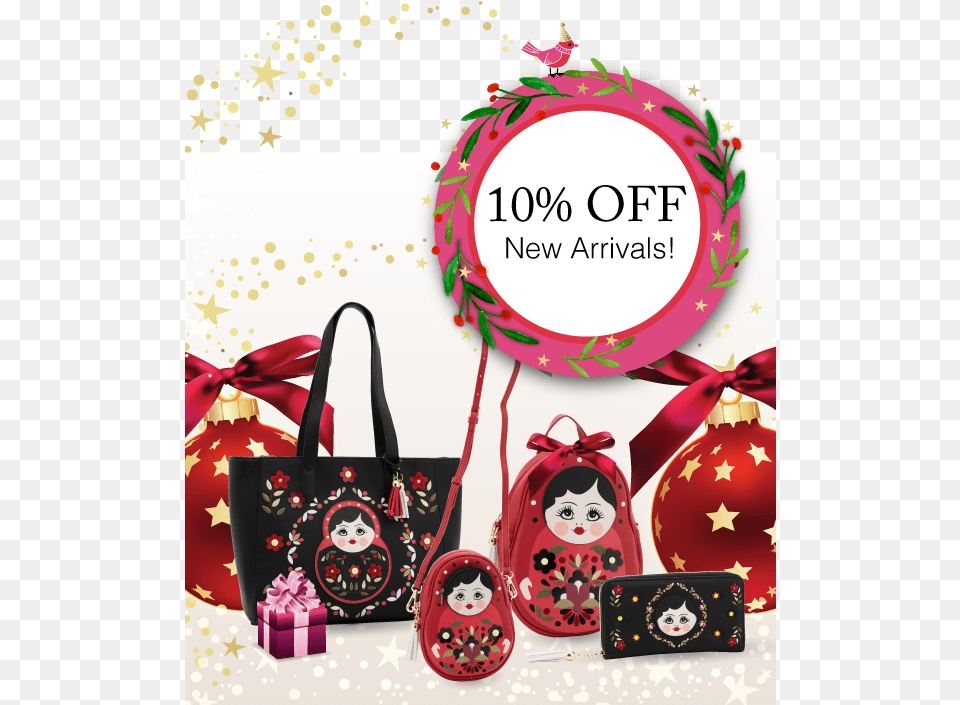 Celebrate The Magic Of Christmas With Our Vendula Russian Dolls Black Tote Bag, Accessories, Handbag, Purse, Tote Bag Free Png