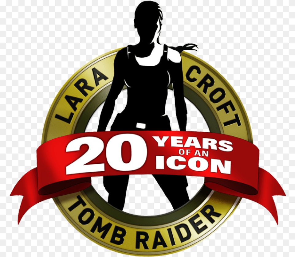 Celebrating 20 Years Of Tomb Raider Language, Logo, Adult, Female, Person Free Png Download