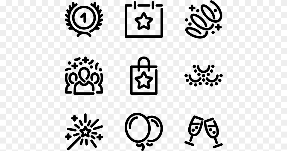 Celebration Hand Drawn Social Media Icons, Gray Free Png