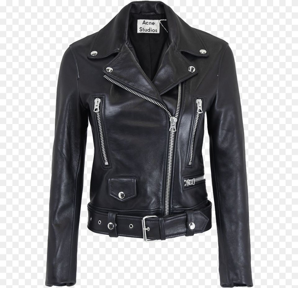 Celebrity Leather Jacket Motorcycle Acne Leather Biker Jacket, Clothing, Coat, Leather Jacket Free Png Download
