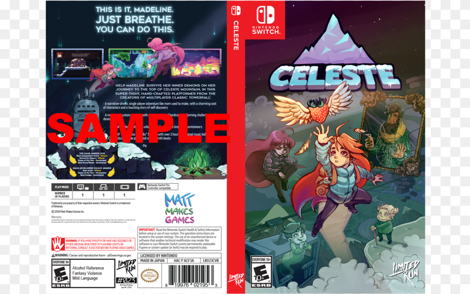 Celeste Nintendo Switch, Book, Comics, Publication, Person Free Transparent Png