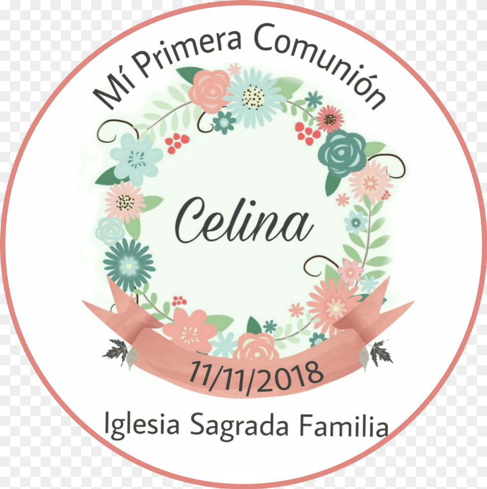 Celina Comunion Instagram, Plate, Pattern, Graphics, Floral Design Png Image