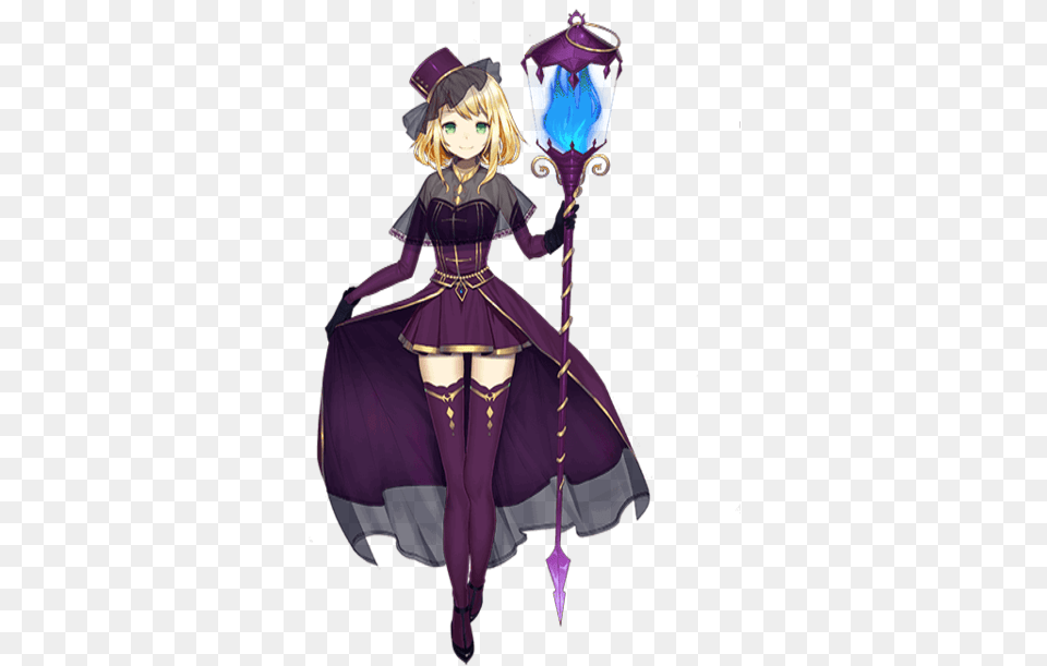 Celina Anime Girl With Staff Full Size Girl With A Staff Anime, Book, Purple, Comics, Publication Free Transparent Png