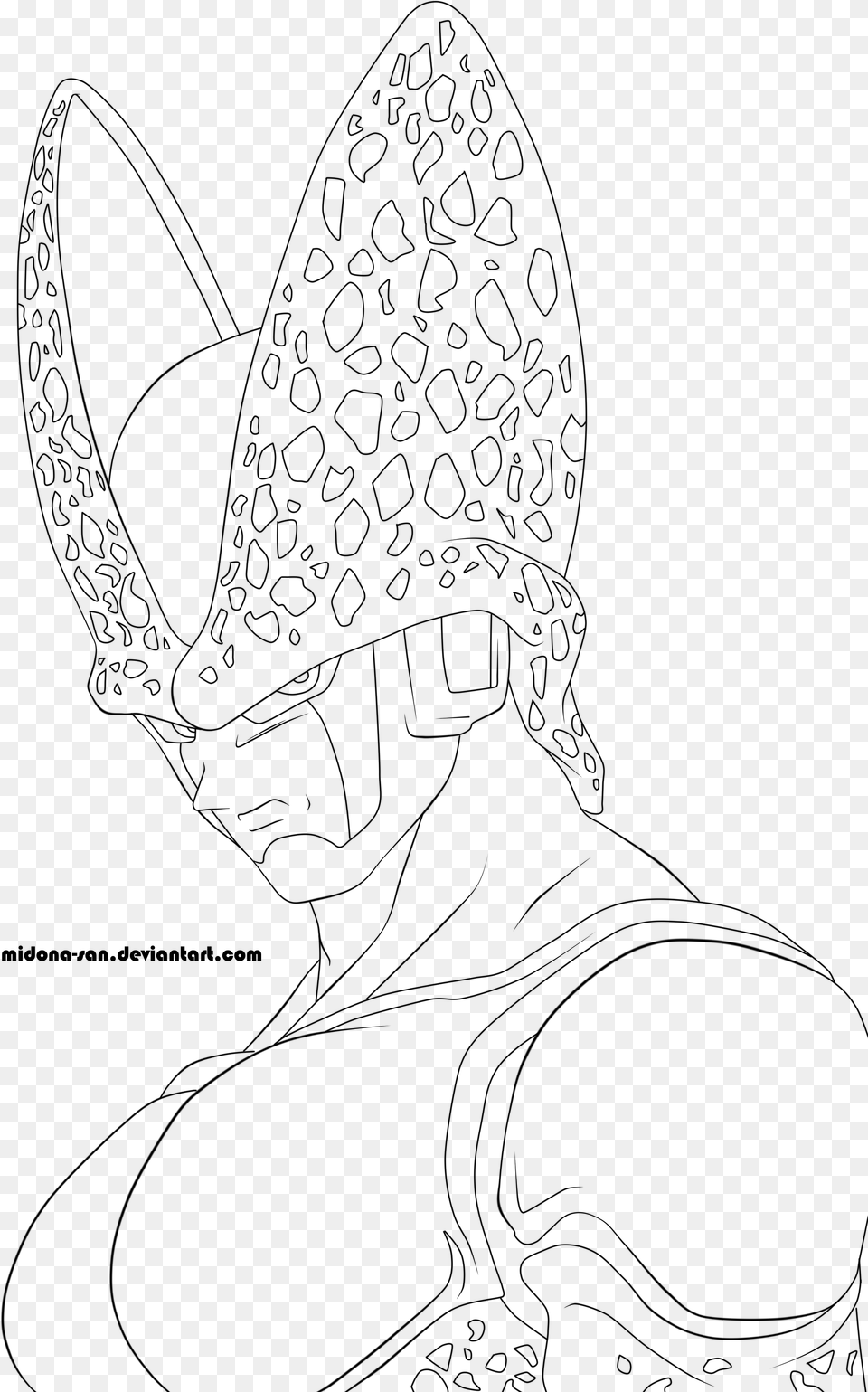 Cell Drawing Dragon Ball Z Line Art, Gray Free Transparent Png