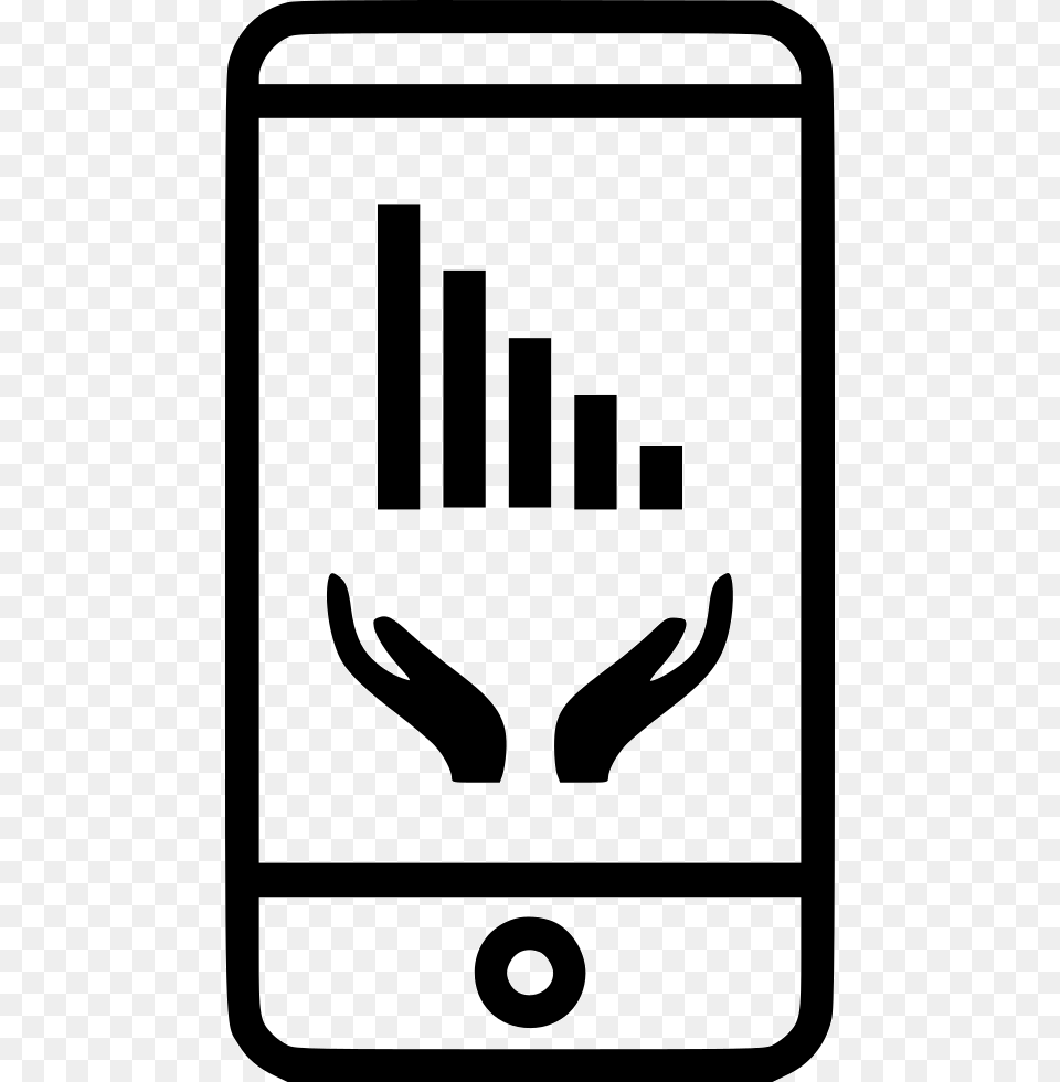Cell Phone Bars Data Down Hand Hand Comments Mobile Phone, Sign, Symbol, Stencil, Road Sign Png