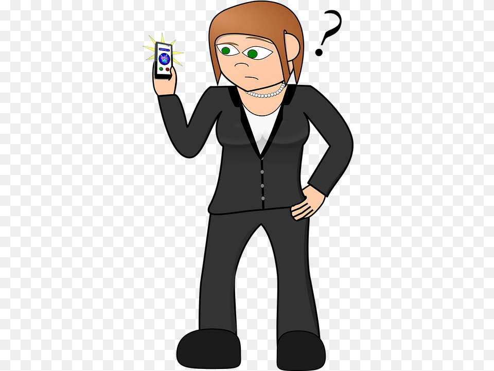Cell Phone Caller Unknown Cartoon Boy With Mobile Phone, Adult, Sleeve, Person, Long Sleeve Free Png