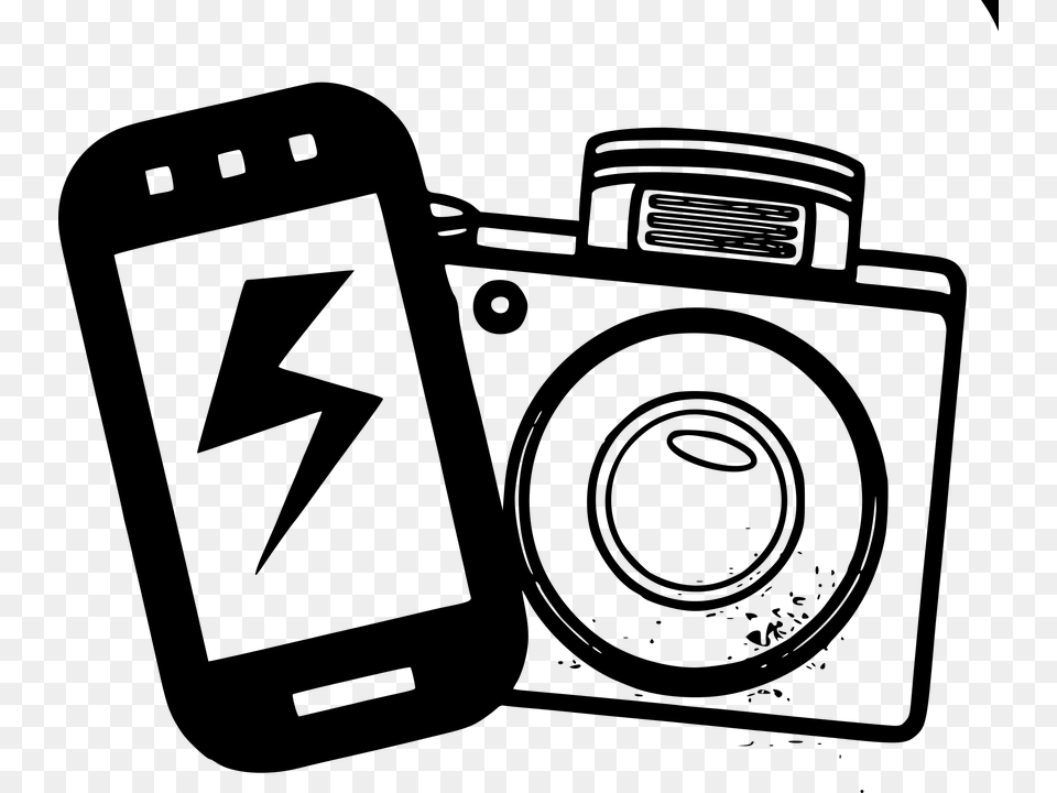 Cell Phone Camera Clipart, Gray Png