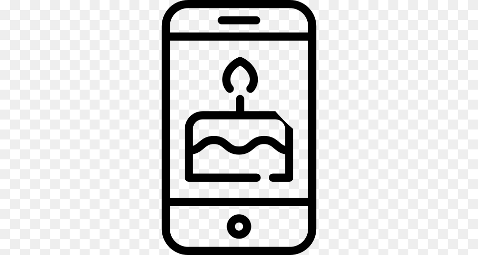 Cell Phone Icon, Gray Png