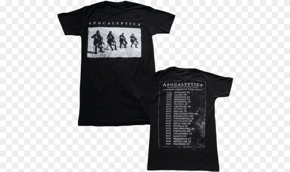Cello Black Photo 2018 Tour Tee Apocalyptica Tour 2018 T Shirt, Clothing, T-shirt, Person, Head Free Png Download