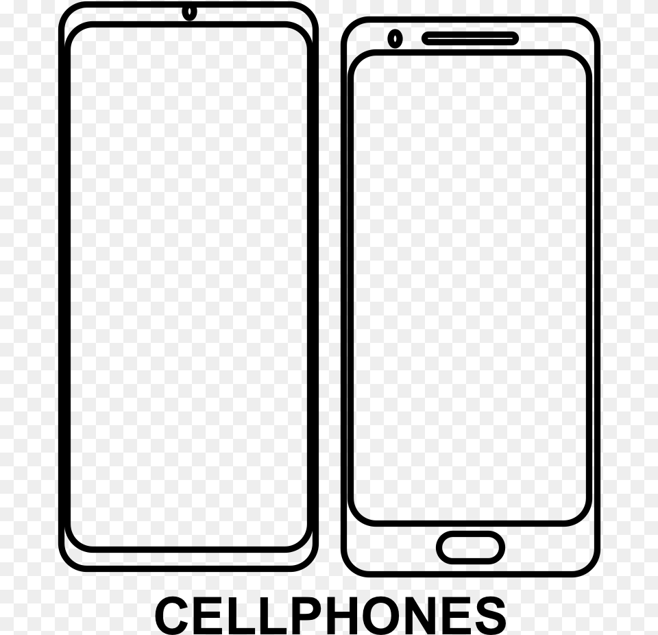 Cellphone Parallel, Gray Free Png