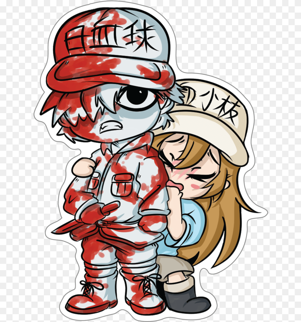 Cells At Work White Blood Cell Sticker, Book, Comics, Publication, Baby Png Image