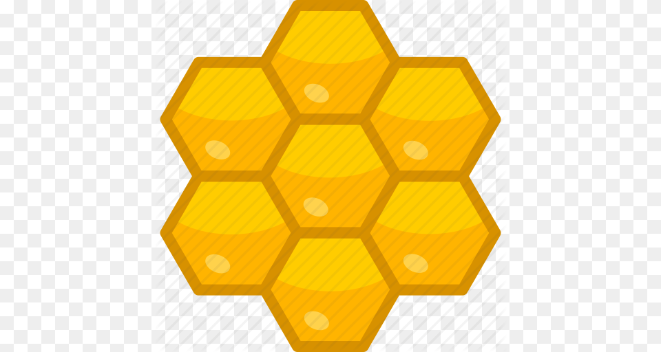 Cells Comb Golden Hexagonal Honey Honeycomb Pattern Icon, Food Free Png