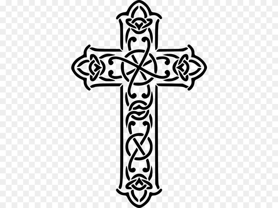 Celtic Cross Clipart Black And White Celctic Cross Clip Art, Gray Free Png