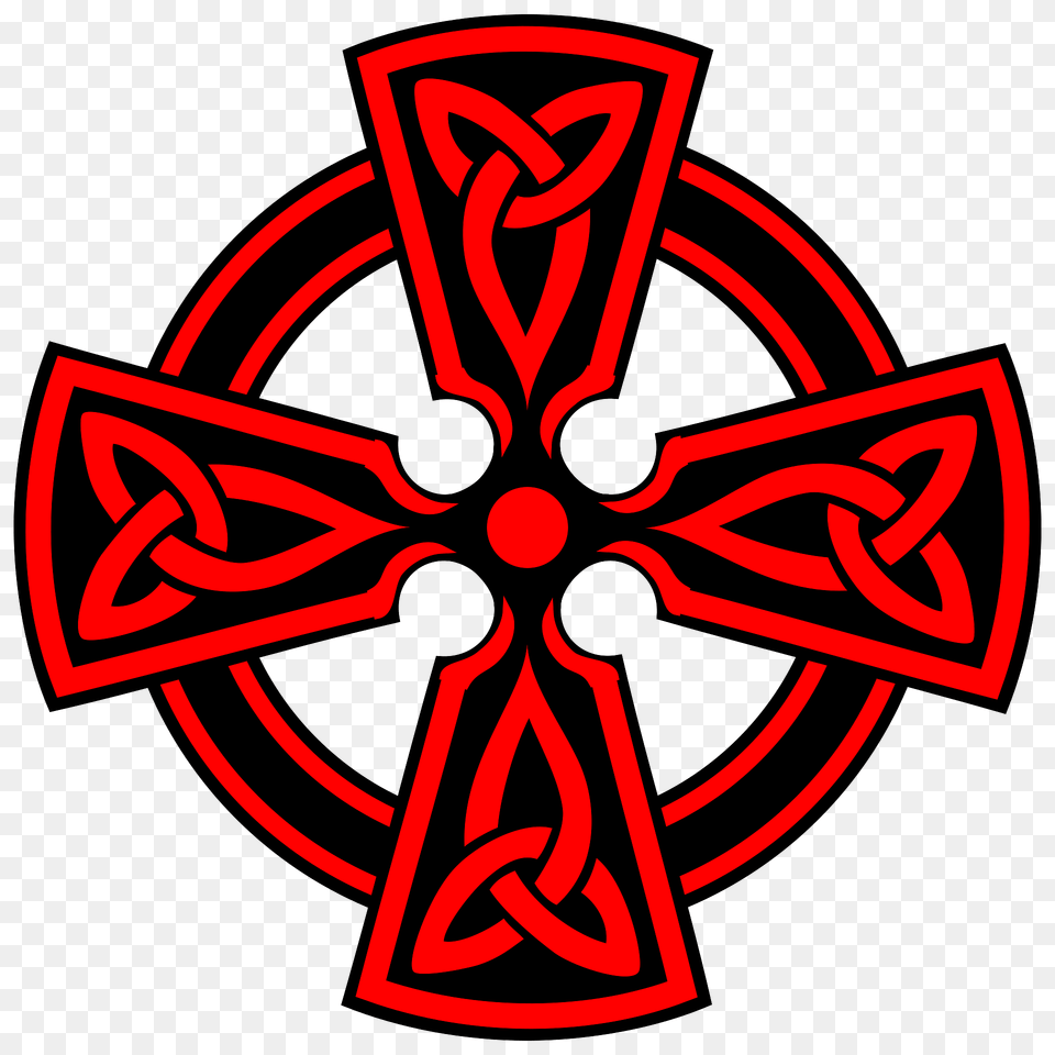 Celtic Cross Vodicka Decorative Triquetras Red Clipart, Emblem, Symbol, Dynamite, Weapon Png Image