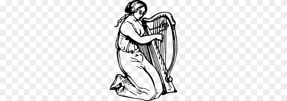 Celtic Harp Musical Instruments String Instruments Art Free, Gray Png Image