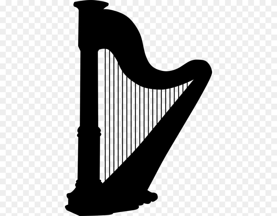 Celtic Harp String Instruments Musical Instruments Silhouette, Gray Free Png Download