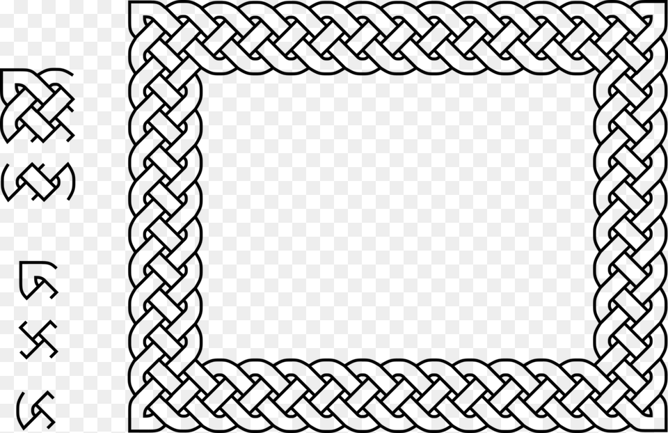 Celtic Knot Braid Islamic Interlace Patterns Rectangle Celtic Knot Square Border, Gray Png Image