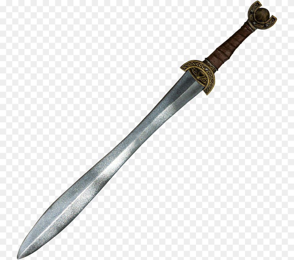 Celtic Leaf Larp Sword Black And Gold Sword, Blade, Dagger, Knife, Weapon Png