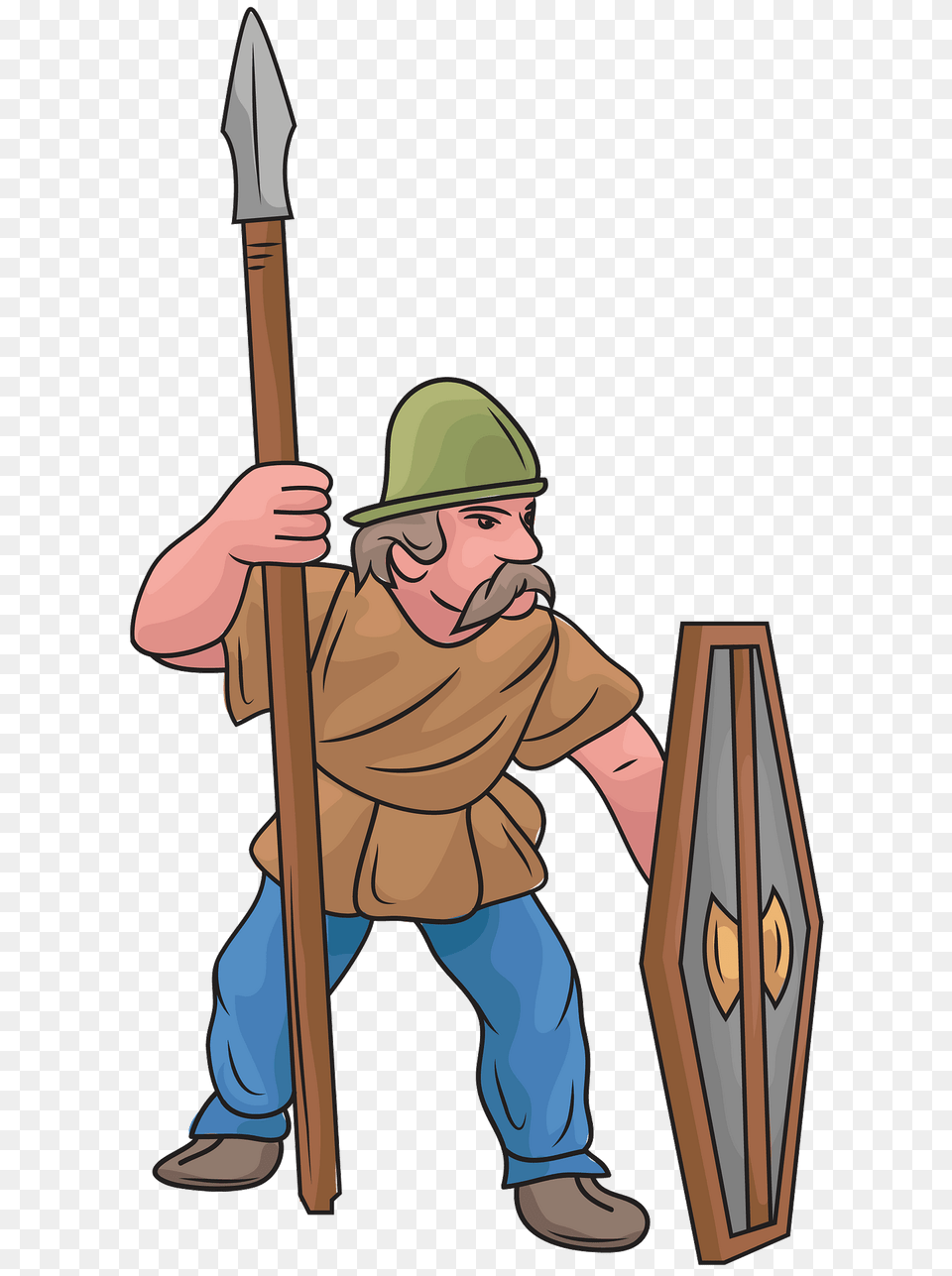 Celtic Warrior With Spear And Shield Clipart, Weapon, Person, Blade, Dagger Free Png Download