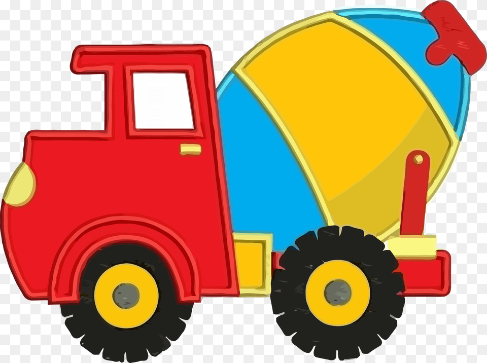 Cement Truck Colorful Clipart, Bulldozer, Machine, Transportation, Vehicle Free Png