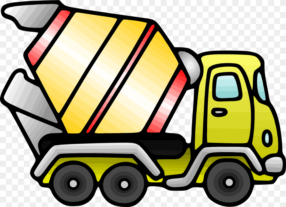 Cement Truck Yellow Mixer Basic Side Clipart, Device, Tool, Plant, Lawn Mower Png