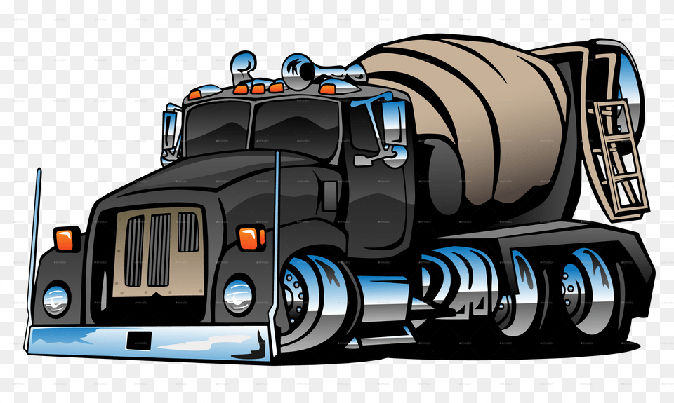 Cementtruck Cementtruck Cement Mixer Truck Cartoon, Trailer Truck, Transportation, Vehicle, Bulldozer Free Png Download