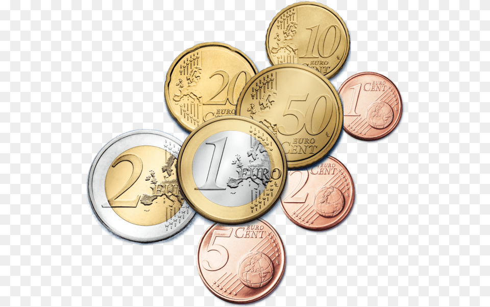 Cent Transparent Euros Coins, Coin, Money, Accessories, Pendant Png Image