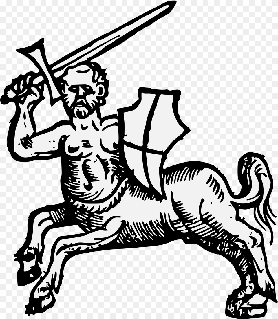 Centaur Traceable Heraldic Art Illustration, People, Person, Face, Head Png
