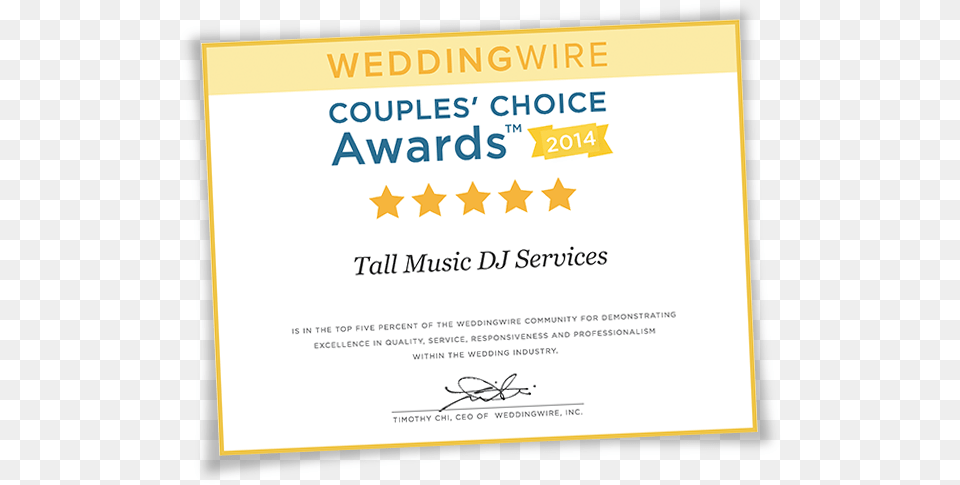 Center Wedding Wire Couple39s Choice Awards 2014 Certificate 2014 Weddingwire Certificate, Advertisement, Poster, Text, Business Card Free Transparent Png