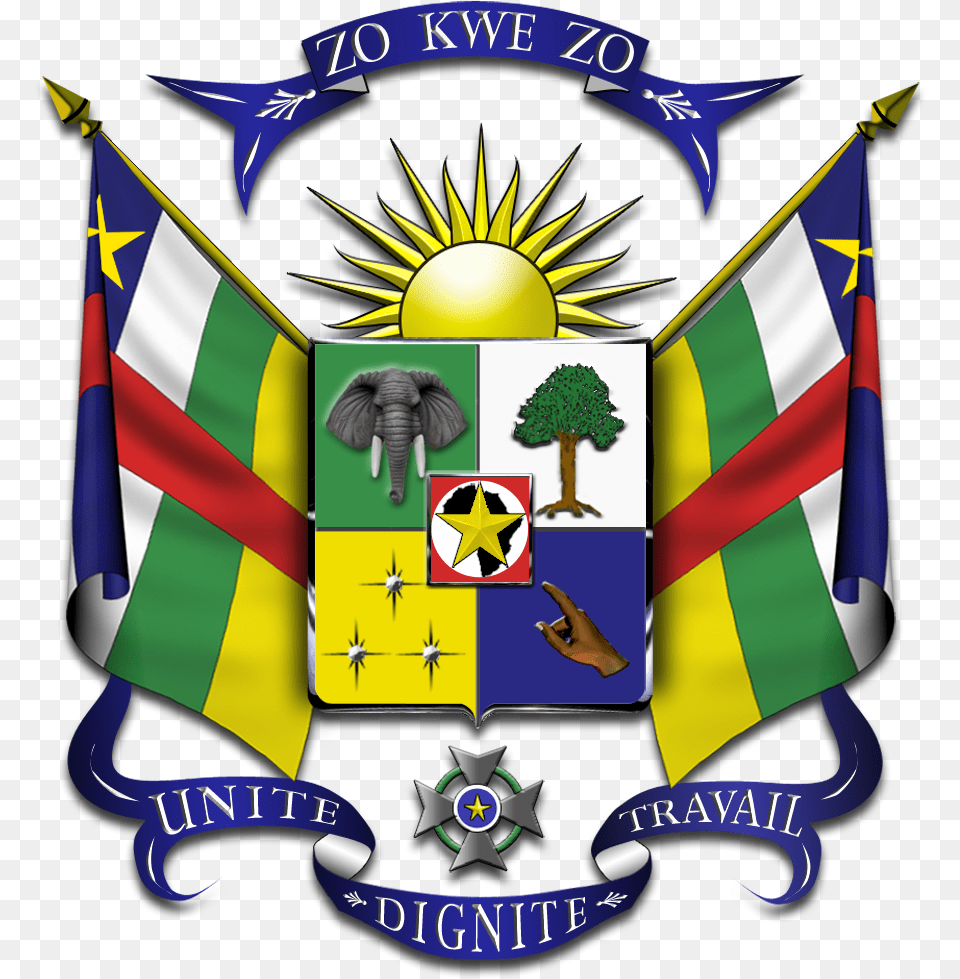 Central Africa Coat Of Arms, Emblem, Symbol, Plant Free Png Download