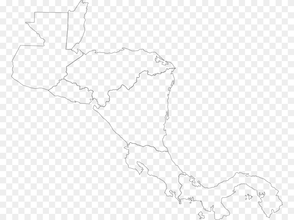 Central America Map Cartography Caribbean Panama America Central Blanco Y Negro, Gray Free Png