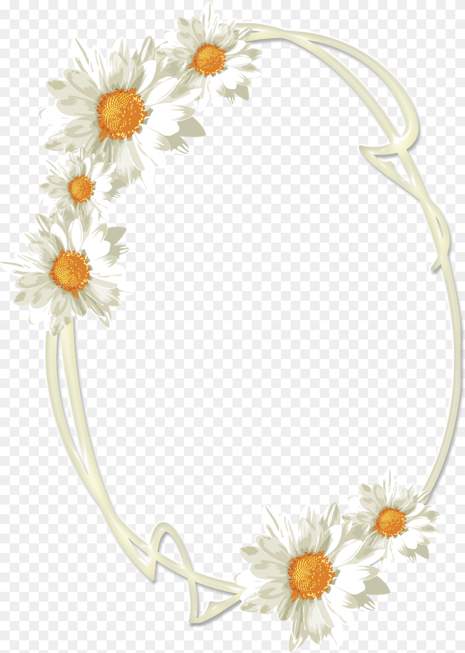 Central Photoshop Frames Oval Com Flores Adobe Photoshop, Accessories, Daisy, Flower, Plant Png