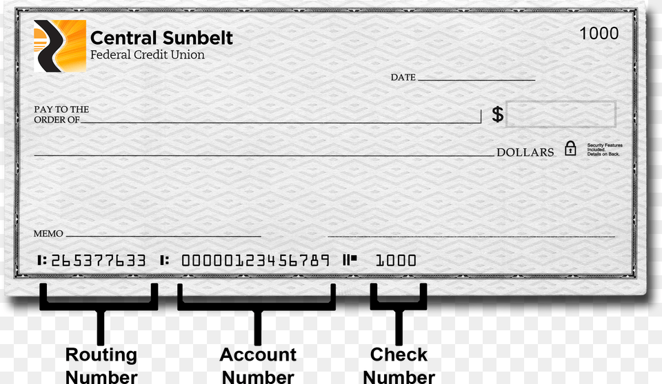Central Sunbelt Federal Credit Union, Text, Document, Cheque Free Transparent Png