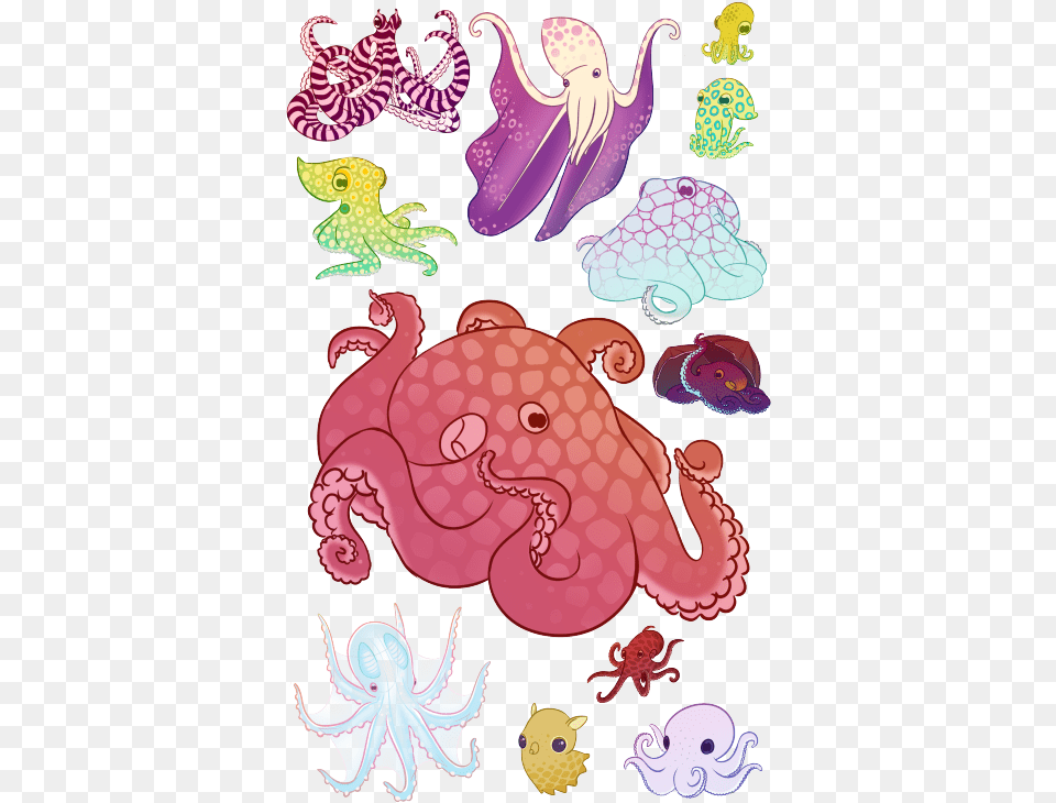 Cephalopod Arts Tumblr A Octopus Kawaii, Animal, Invertebrate, Sea Life Png
