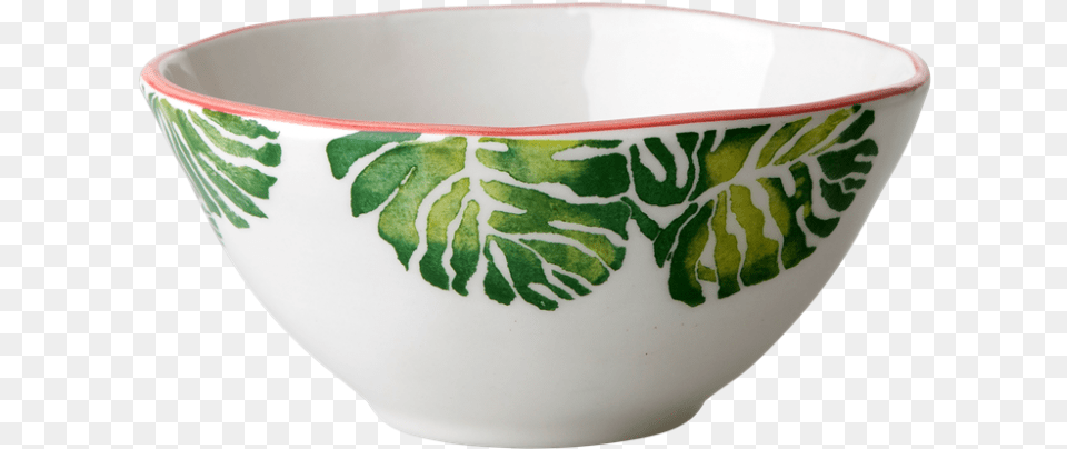 Ceramic Bowl Tropical Leaf Print Rice Dk Bowls With Palm Leaf, Art, Porcelain, Pottery, Soup Bowl Png Image
