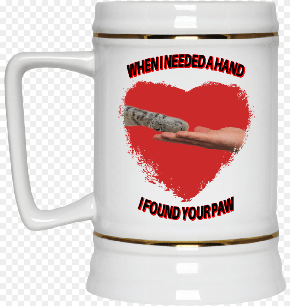 Ceramic Cat Beer Stein When I Needed A Hand I Found Beer Stein, Cup Png Image