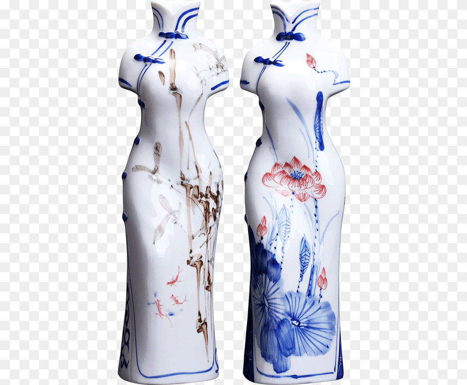 Ceramic Hand Painted Blue And White Porcelain Cheongsam Ceramic, Art, Jar, Pottery, Vase Free Transparent Png