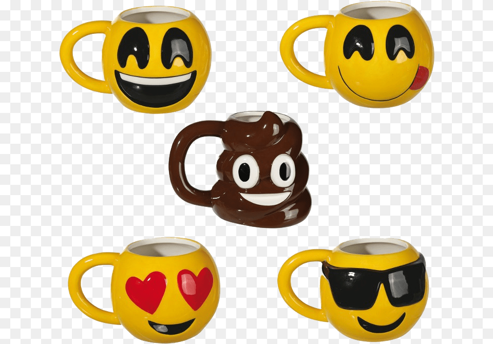 Ceramic Mug With A Cheerful Motifs Emoji Hrnek Emoji, Cup, Pottery, Beverage, Coffee Free Transparent Png