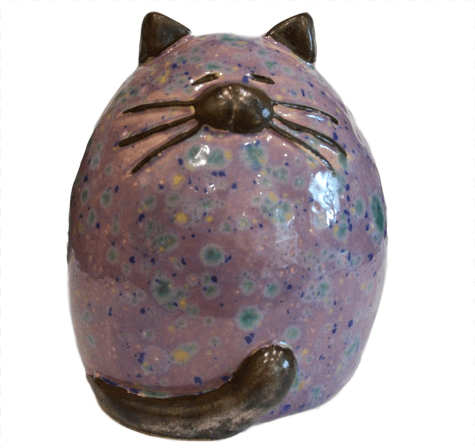 Ceramic Purple Fat Cat Ceramic, Pottery, Piggy Bank, Animal, Insect Free Png