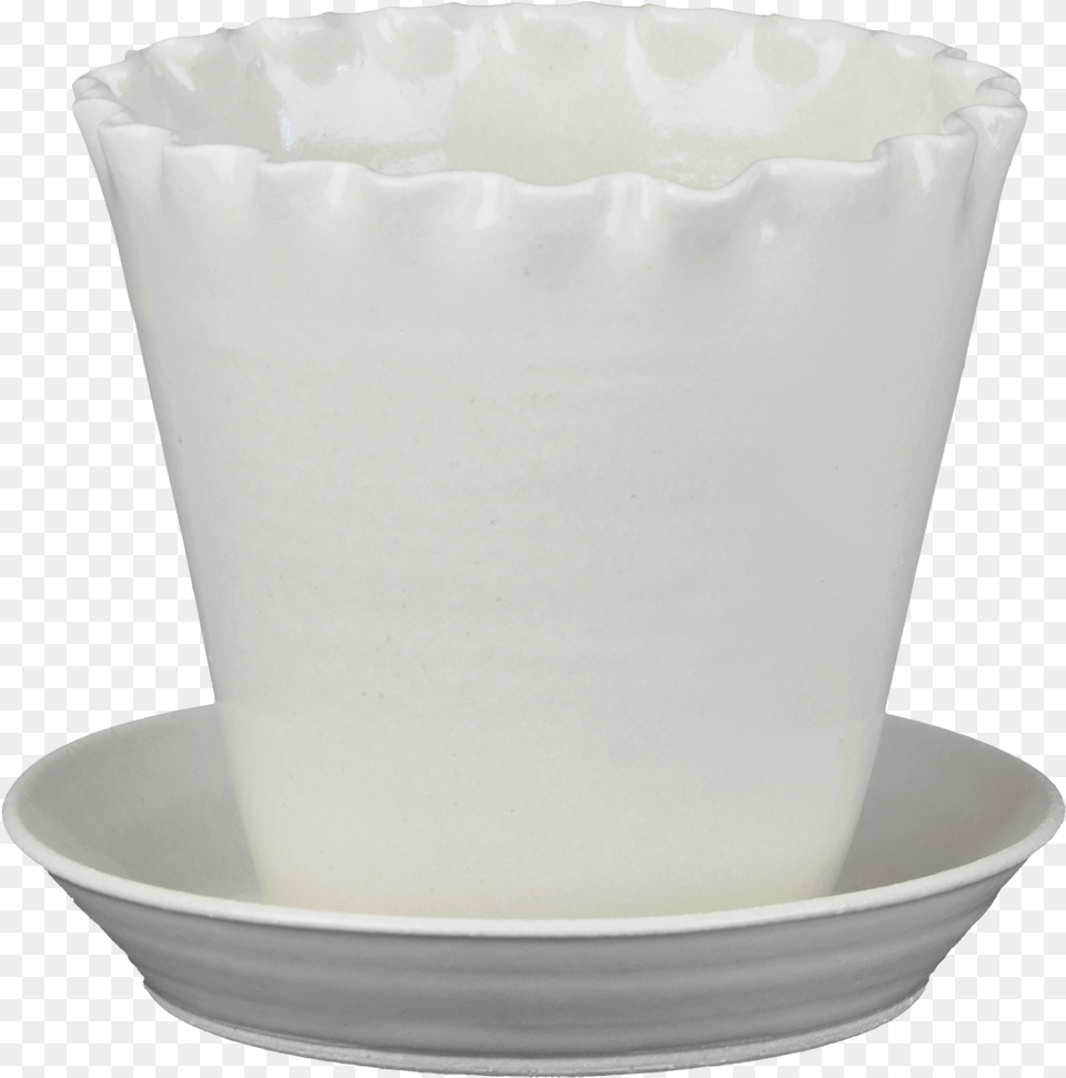 Ceramic White Pot Silo Full Saucer, Art, Porcelain, Pottery, Cup Free Png Download